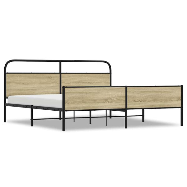 vidaXL Bed Frame Sonoma oak Steel Full Bed Frame Rectangular