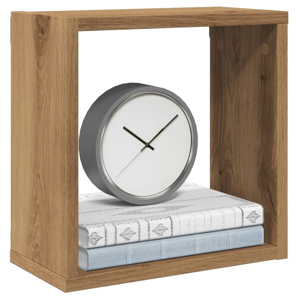 vidaXL Wall Cube Shelf Set of 4 Artisan oak Engineered wood Medium