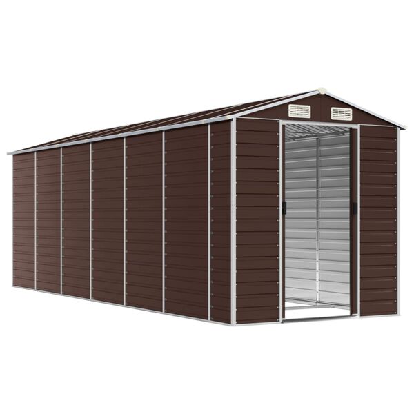 vidaXL Garden Shed Brown Galvanized steel Large Garden Shed