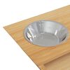 vidaXL Raised Dog Bowl Clear Bamboo and Stainless Steel Medium Durable