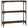vidaXL Console Table Smoked Oak Engineered Wood Narrow Adjustable Feet