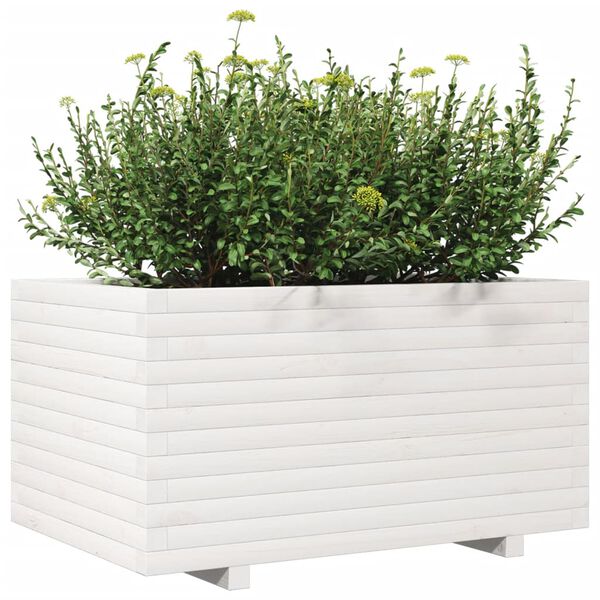 vidaXL Garden Planter White Solid Pine Wood 35.4x23.6x19.5 in