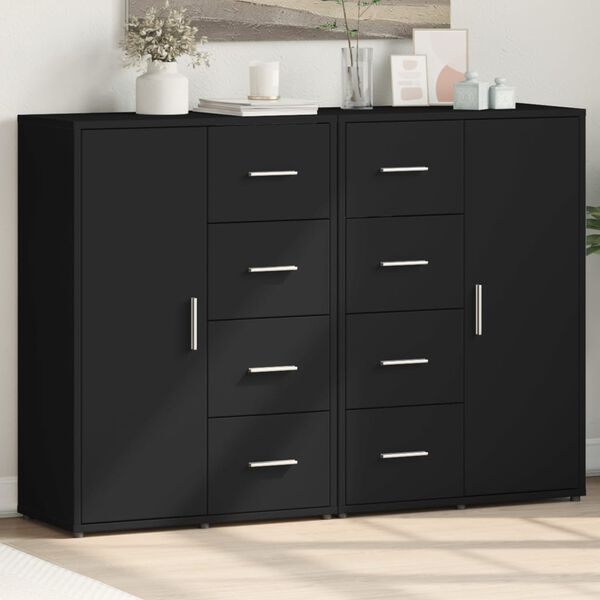 vidaXL Sideboard Black Engineered Wood Medium Sideboard Rectangular