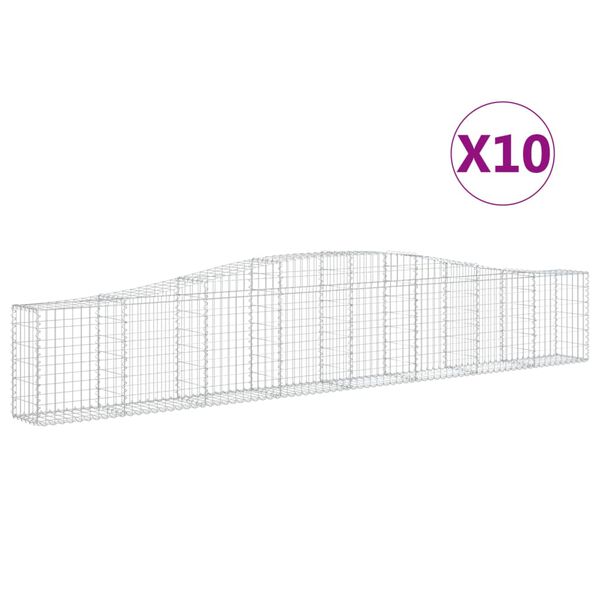 vidaXL Gabion Basket Set of 10 Silver Galvanized iron