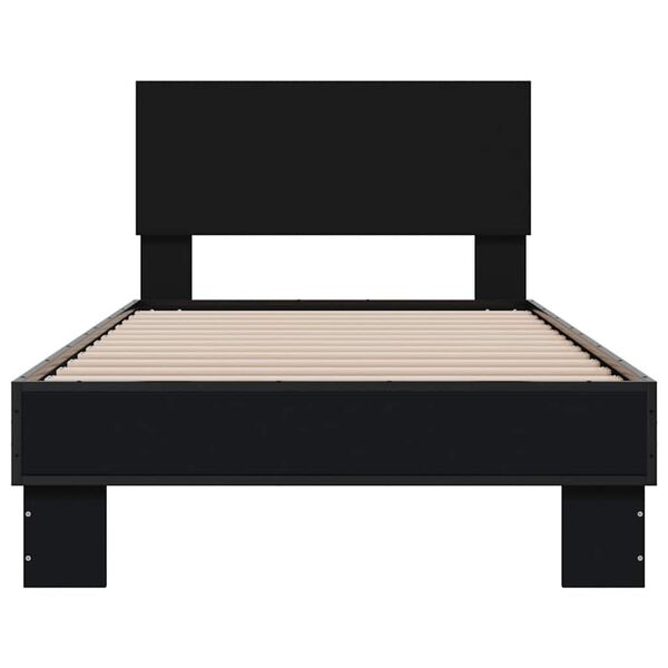vidaXL Bed Frame Black Engineered wood, metal, plywood Twin Durable