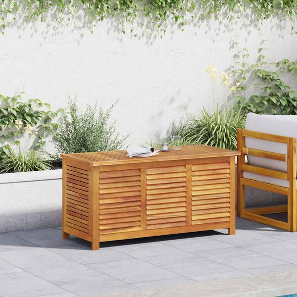 vidaXL Garden Storage Box with Louver 44.5"x19.7"x22" Solid Wood Acacia