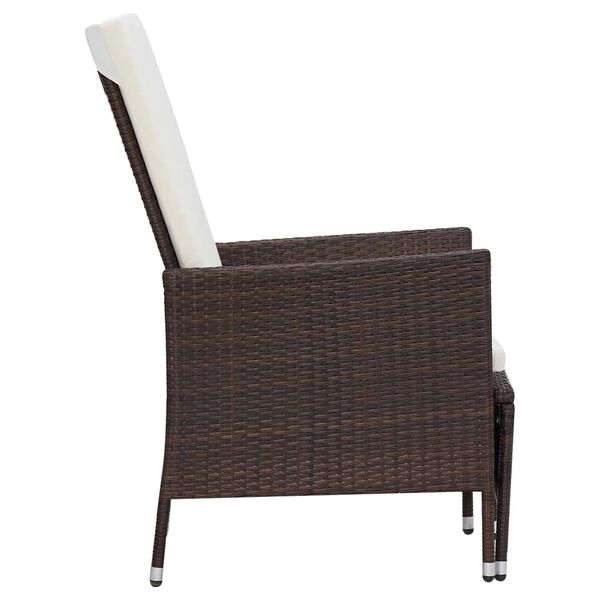 vidaXL Armchair Brown PE rattan Standard Adjustable Armrests Armchair