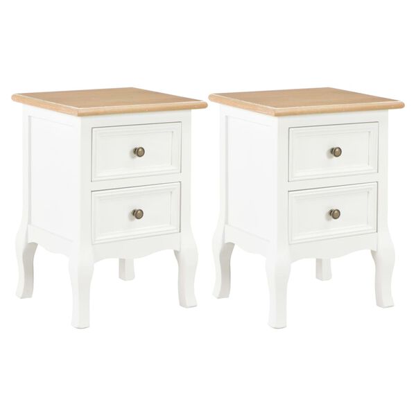 vidaXL Bedside Cabinet Set of 2 White, natural wood