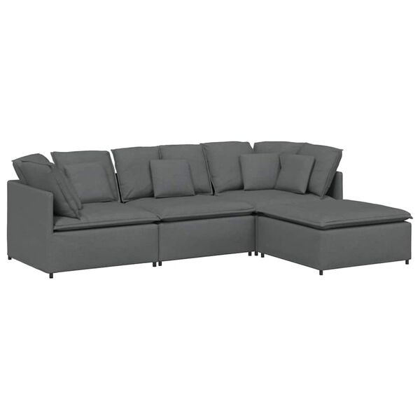 vidaXL Modular Sofa Dark Grey Fabric (100% Polyester) Large Modular