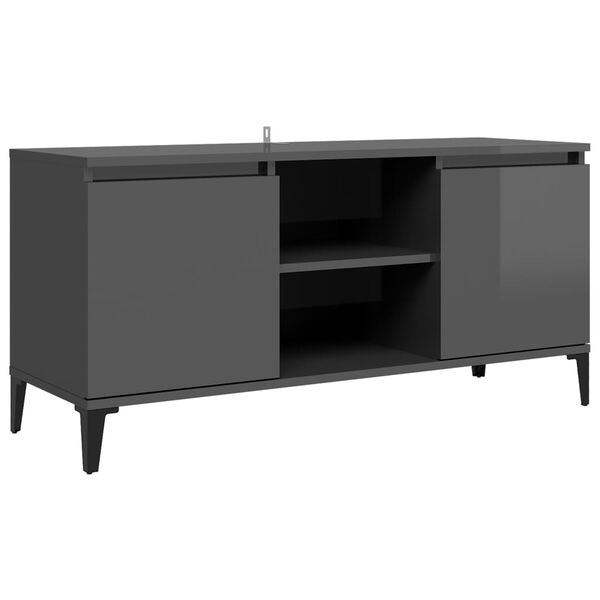 vidaXL TV Cabinet High gloss grey Engineered wood, metal Medium