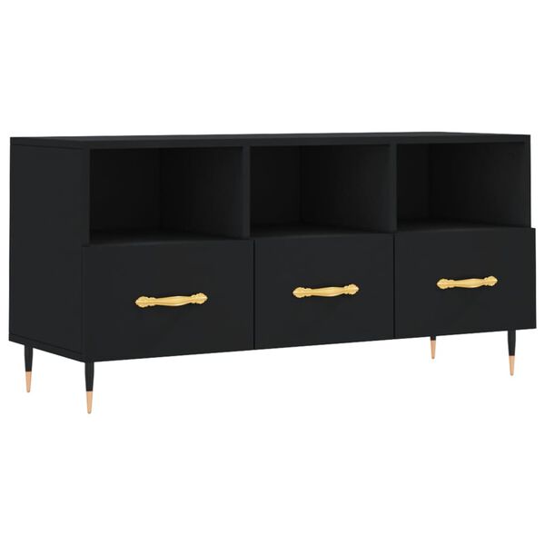 vidaXL TV Cabinet Black Engineered wood, iron 40.2 in wide TV Cabinet