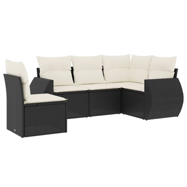 vidaXL Garden Sofa Set Black, Cream White
