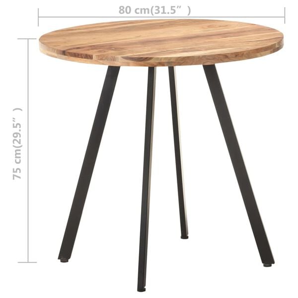 vidaXL Dining Table Natural wood, Black Solid Acacia wood, Iron Medium