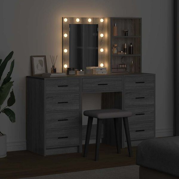 vidaXL Dressing Table 3 pcs Gray 40 x 41 x 135 cm Engineered wood