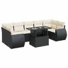 vidaXL Garden Sofa Set Black PE Rattan, Powder-Coated Steel, Tempered Glass