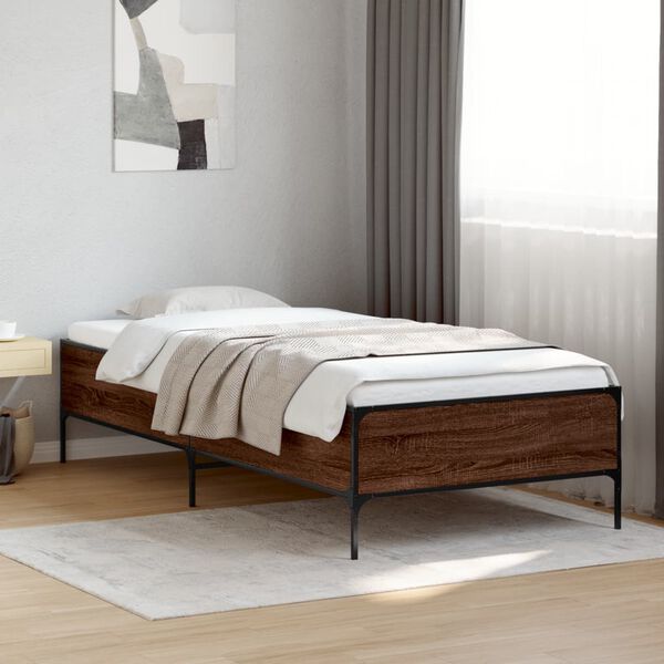 vidaXL Bed Frame Brown Oak Engineered Wood Single Durable Bed Frame