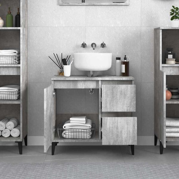 vidaXL Bathroom Cabinet Concrete Gray Engineered Wood Medium