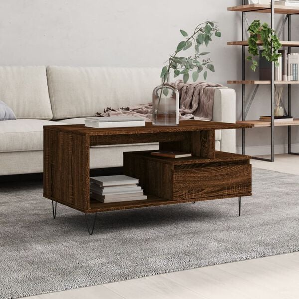 vidaXL Coffee Table Brown Oak Engineered Wood Medium Coffee Table