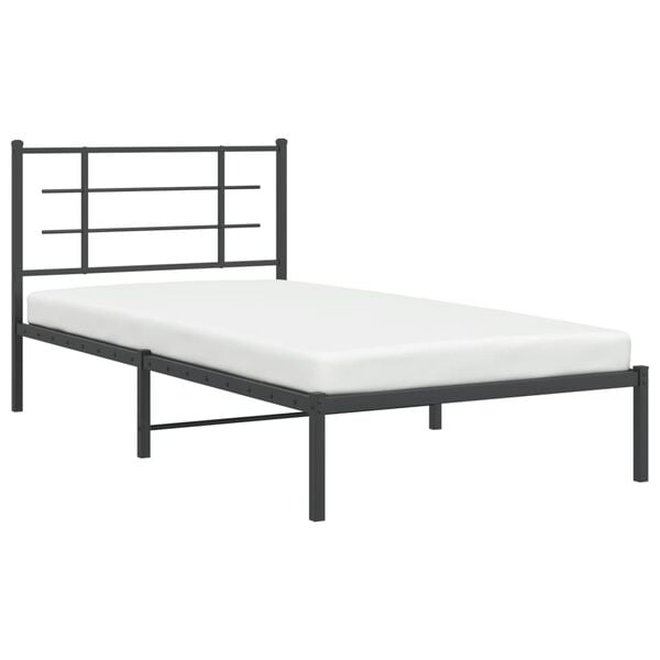 vidaXL Bed Frame Black Powder-Coated Steel Twin Modern Bed Frame