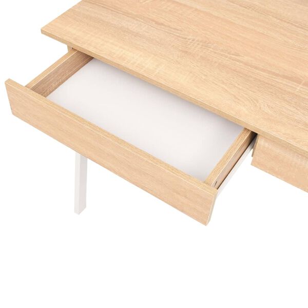 vidaXL Writing Table Oak and White