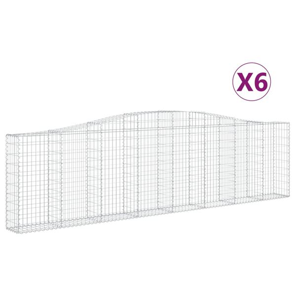 vidaXL Gabion Basket Set of 6 Silver Galvanized iron Large Durable