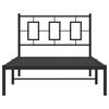 vidaXL Metal Bed Frame without Mattress with Headboard Black 39.4"x78.7"