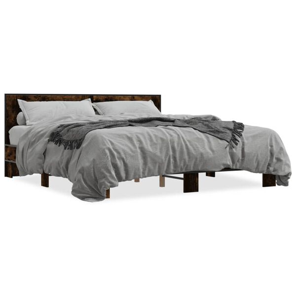 vidaXL Bed Frame Smoked Oak Engineered Wood Super King Durable