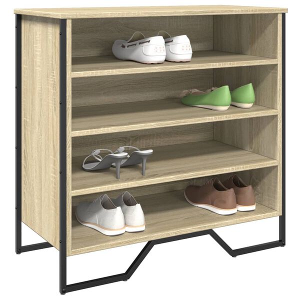 vidaXL Shoe Cabinet Sonoma oak Engineered wood, metal Medium