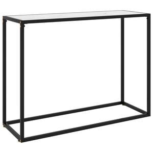 vidaXL Console Table White and Black Tempered Glass, Powder-Coated Steel