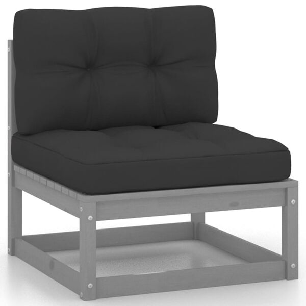 vidaXL Garden Lounge Set Grey Solid Pine Wood Large Modular
