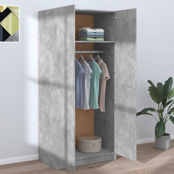 vidaXL Wardrobe Concrete grey Engineered wood Compact Wardrobe