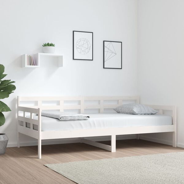 vidaXL Day Bed White Solid pine wood Single Convertible