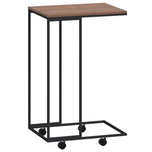 vidaXL Side Table Black and brown Engineered wood, Iron Compact Portable