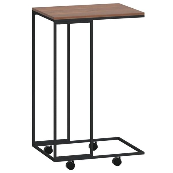 vidaXL Side Table Black and brown Engineered wood, Iron Compact Portable