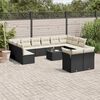 vidaXL Garden Sofa Set Black PE Rattan Large Adjustable Feet