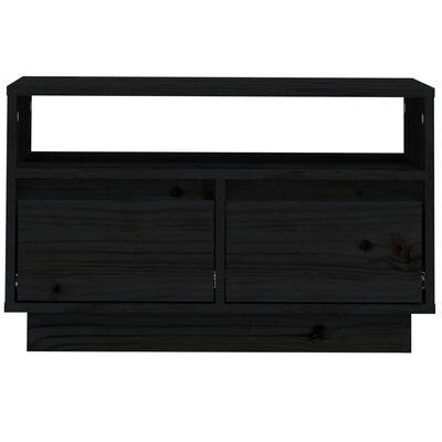 vidaXL TV Stand Black 23.6"x13.8"x14.6" Solid Wood Pine