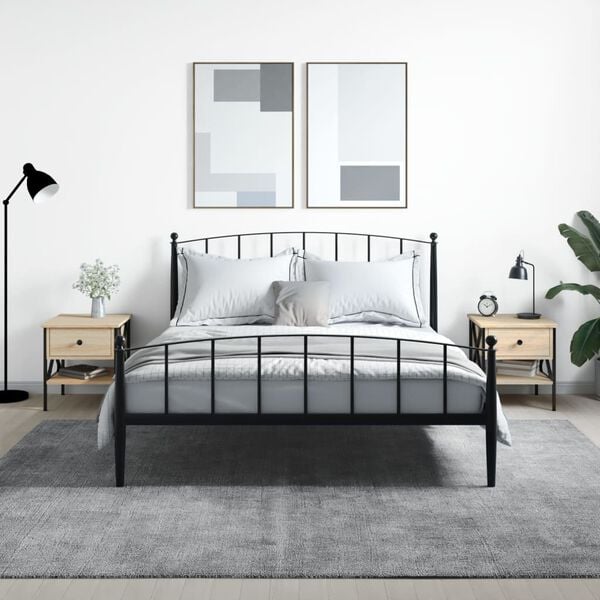 vidaXL Bedside Table Set of 2 Sonoma oak Engineered wood, iron Medium