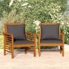 vidaXL Sofa Chair Set of 2 Dark Grey Solid acacia wood Standard