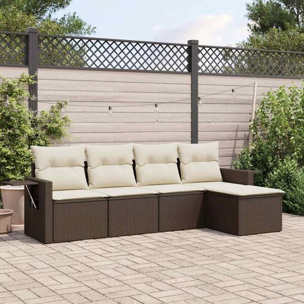 vidaXL Garden Sofa Set Brown, Cream White