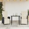 vidaXL Garden Dining Set Black and Cream White