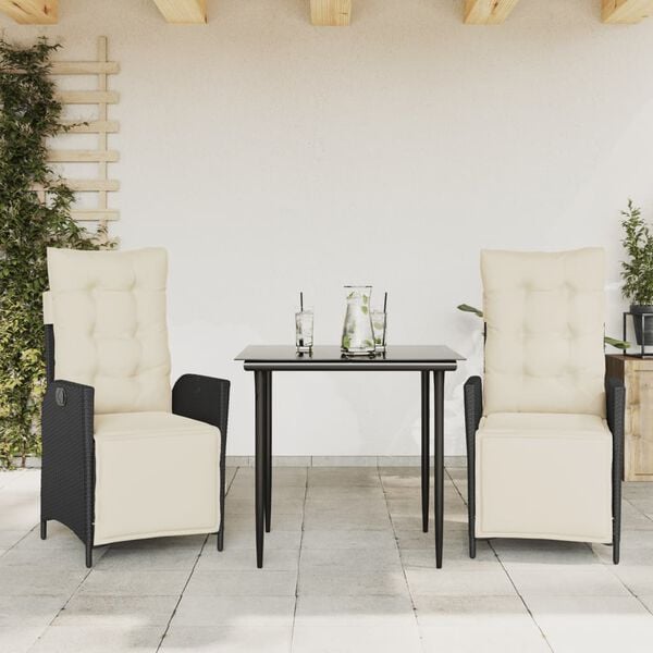 vidaXL Garden Dining Set Black and Cream White