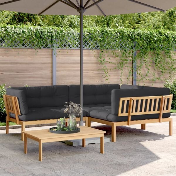 vidaXL Pallet Sofa Set Anthracite Solid acacia wood Medium Modular
