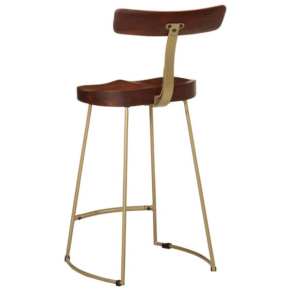 vidaXL Bar Stool Set of 2 Brown Solid mango wood, Iron Medium Footrest