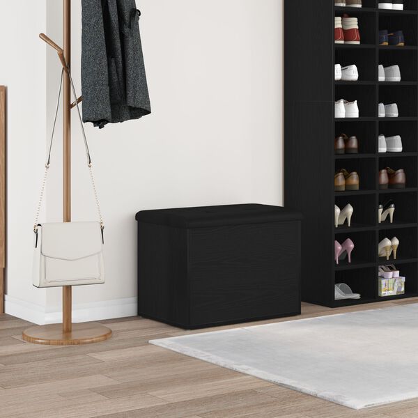 vidaXL Storage Bench with Storage Black oak 24.41 x 16.54 x 17.72 in
