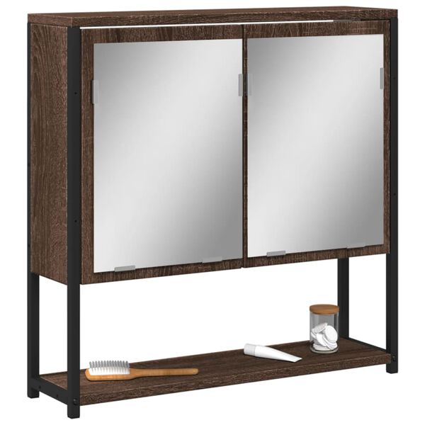 vidaXL Bathroom Mirror Cabinet Brown Oak