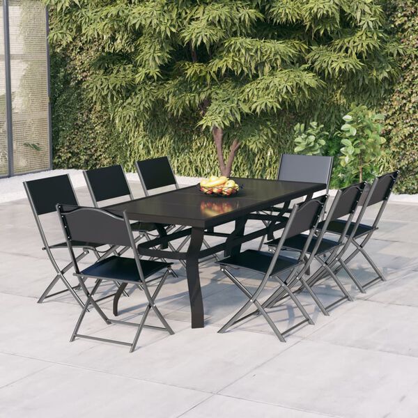 vidaXL Garden Dining Set Grey and Black