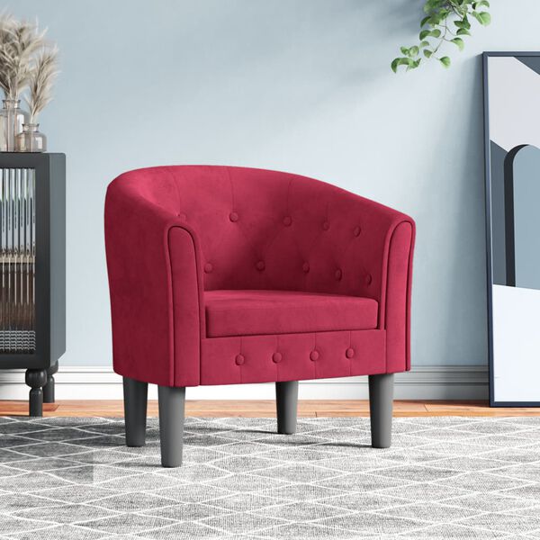 vidaXL Tub Chair Wine Red Velvet