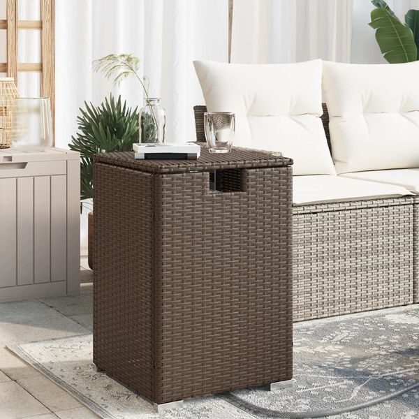 vidaXL Propane Tank Cover Table Brown PE Rattan, Powder-Coated Steel