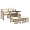 vidaXL 4 Piece Patio Sofa Set with Cushions Beige Poly Rattan Glass