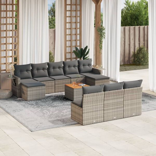 vidaXL Garden Sofa Set Grey PE Rattan Large Modular Garden Sofa Set